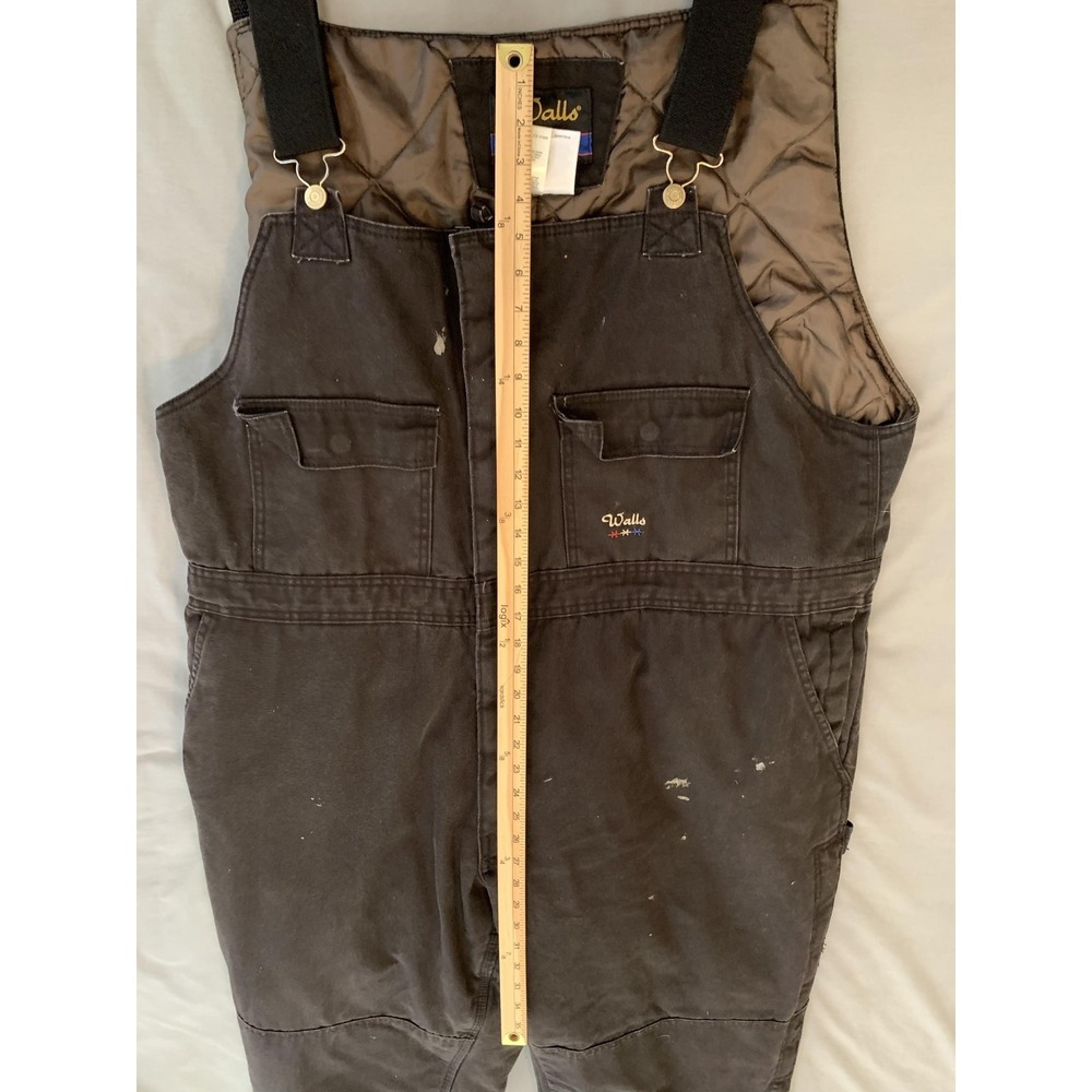 Walls Zero-Zone Bib Overalls Mens 2XL 46-48 Black Insulated Quilt Lined Workwear - Picture 5 of 12
